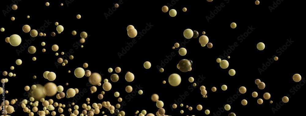 Poster Beautiful abstract background image of many floating spheres in golden and beige tones. Perfect for presentations or websites.