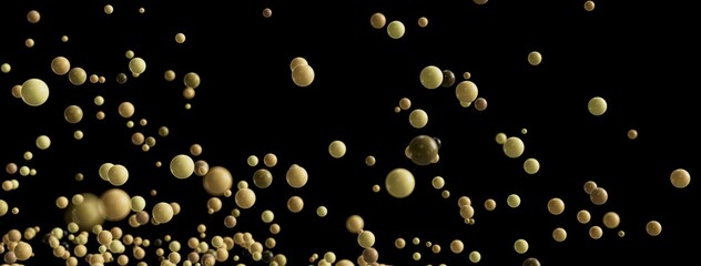 Beautiful abstract background image of many floating spheres in golden and beige tones. Perfect for presentations or websites.