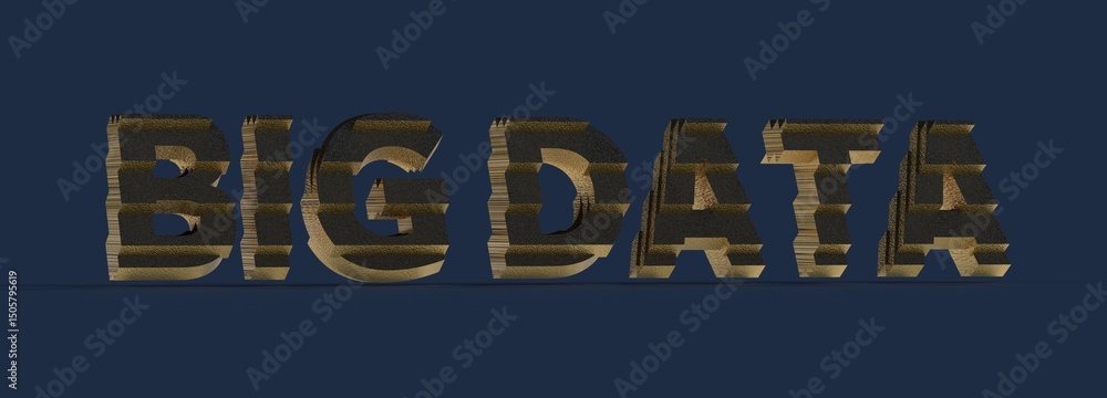 Aufkleber abstract 3d rendering of 'big data' in gold and black. ideal for technology, data analysis, and ai c