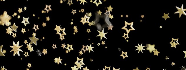 Beautiful image of gold stars falling against a black backdrop. Perfect for celebrations, holidays, and more!