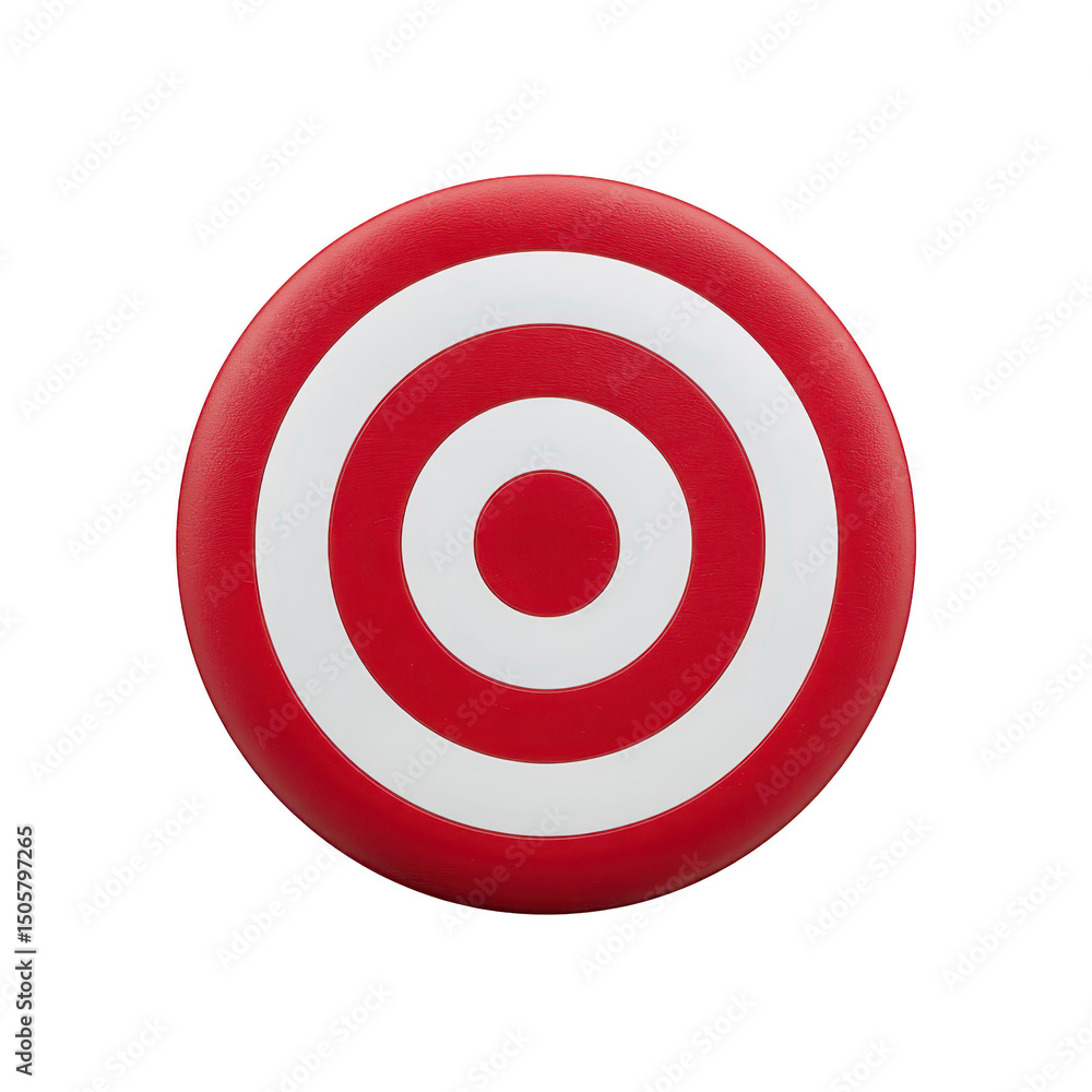 Poster red and white circular target with concentric rings is centered on plain background, symbolizing pre