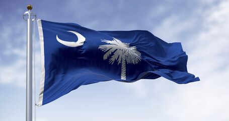 Detail of the South Carolina state flag waving © rarrarorro