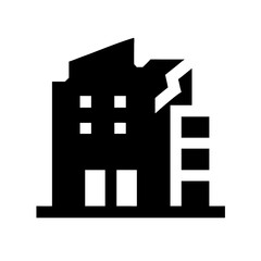 Icon of a damaged building to signify destruction or disrepair