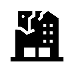 Icon of a damaged building to signify destruction or disrepair	