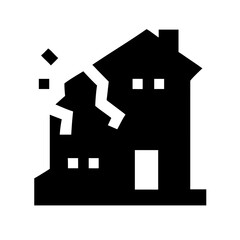 Icon of a damaged building to signify destruction or disrepair	