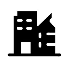 Icon of a damaged building to signify destruction or disrepair	