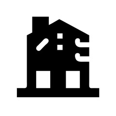 Icon of a damaged building to signify destruction or disrepair	