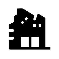 Icon of a damaged building to signify destruction or disrepair