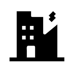 Icon of a damaged building to signify destruction or disrepair
