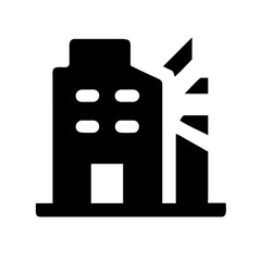 Icon of a damaged building to signify destruction or disrepair