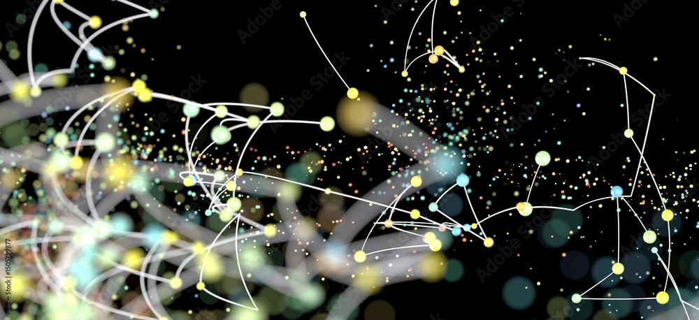 Aufkleber digital art depicting a network of interconnected nodes and lines. perfect for technology, data, and