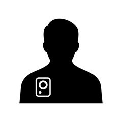 Body cam icon. Security. Body worn camera. Video and audio recording. Vector icon isolated on white background.