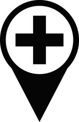 Obraz premium Hospital icon set. healthcare location concept. Emergency aid. health care map pointer. Health insurance. medical health care Clinic 