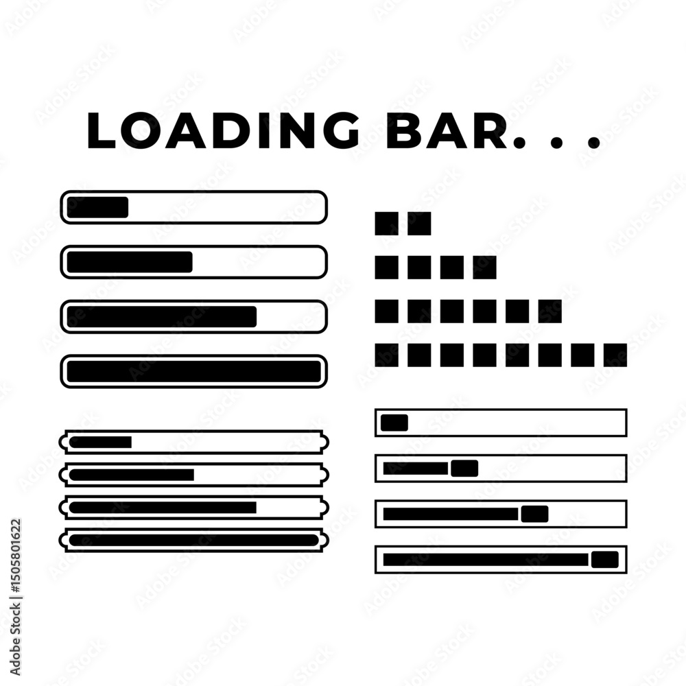 Poster set of loading bar. download progress loader.