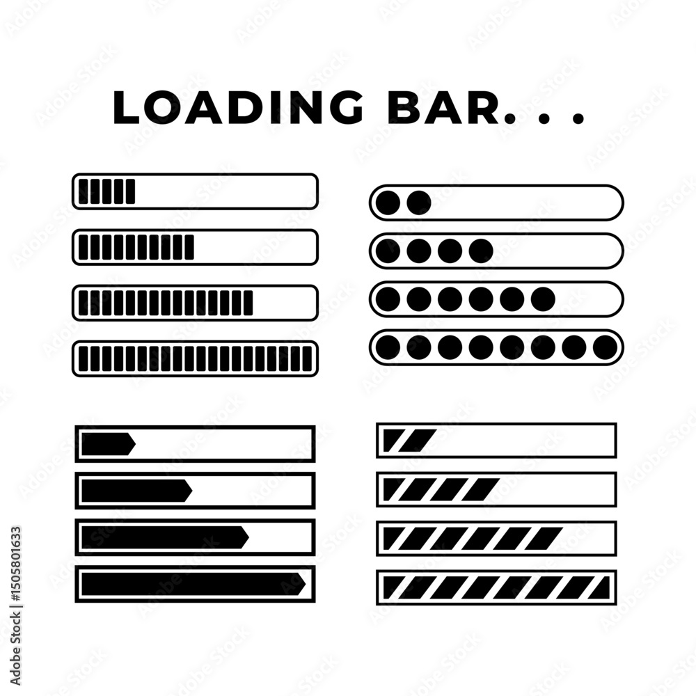 Poster set of loading bar. download progress loader.