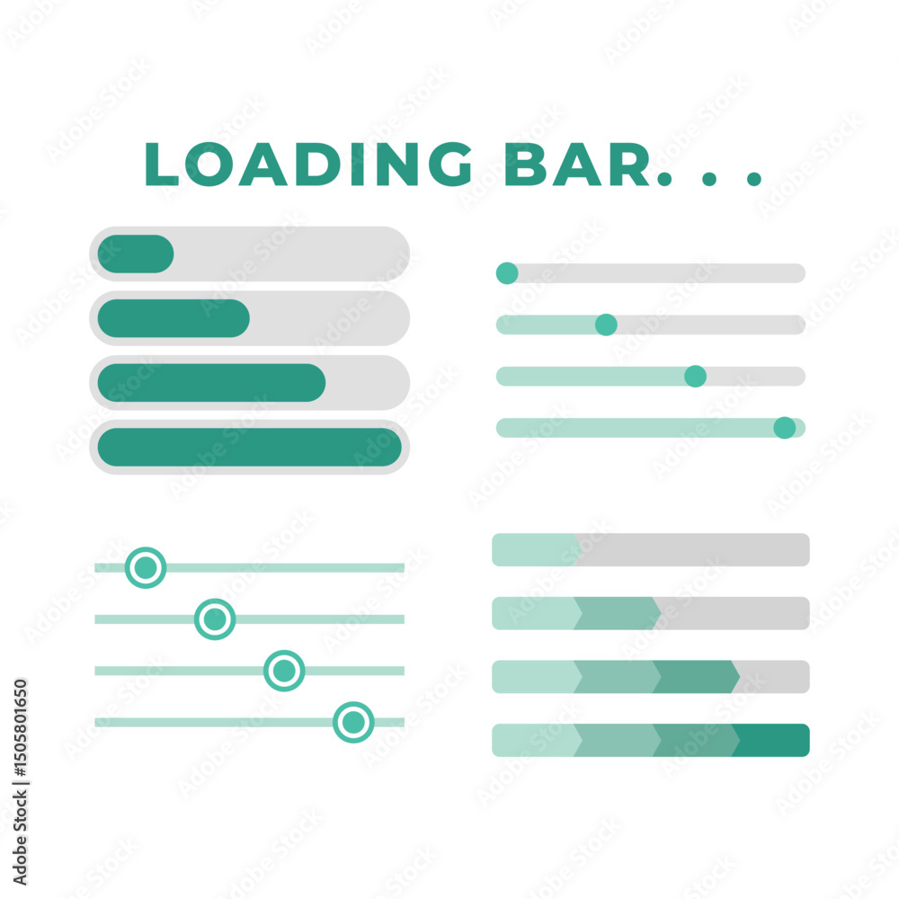 Poster set of loading bar. download progress loader.