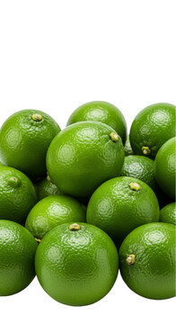 Pile Of Green Limes Isolated on Transparent Background Realistic Photo