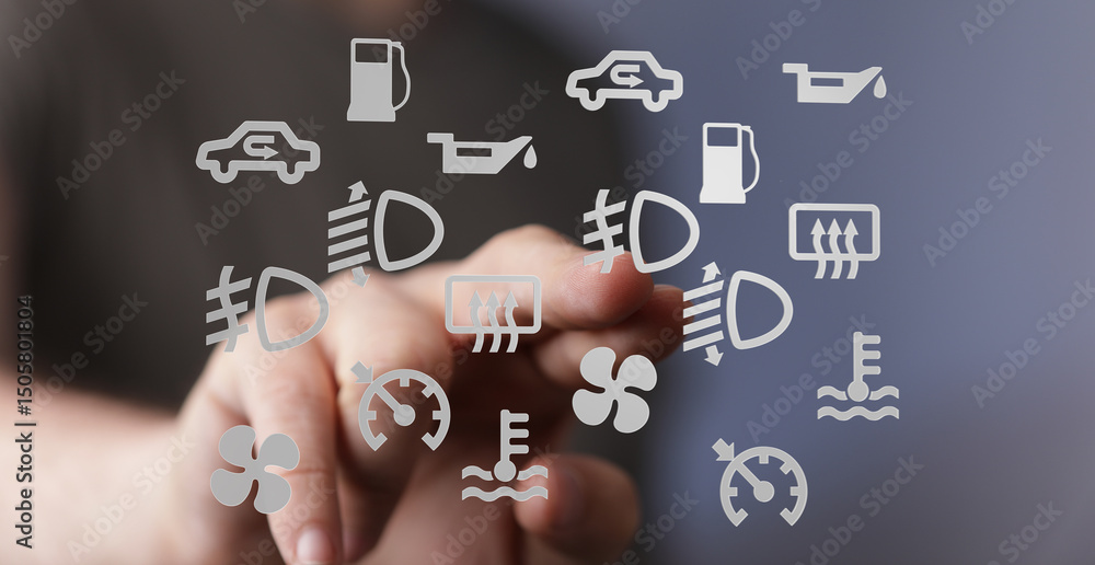 Poster Learn to identify and understand common car dashboard warning lights and symbols.  Prevent costly repairs!