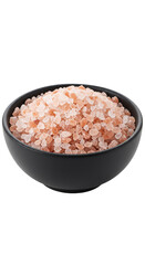 Pink Himalayan Salt in a Black Bowl Isolated on Transparent Background Photo
