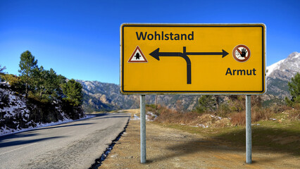 Signposts the direct way to wealth versus poverty