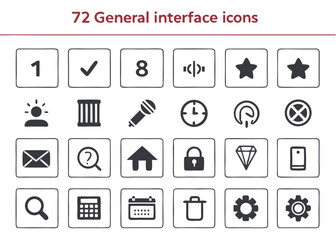 Essential UI/UX Interface Icon Set – Grid Layout for Web & Mobile Design