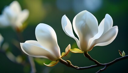 Fototapeta premium stunning magnolia blossom huge white flower candid photography spring bloom nature photography tree macro