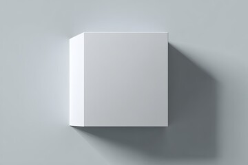 Blank square box against a plain background.  A single, simple, white,  unadorned box casts a shadow.  Clean, minimalist, product mockup