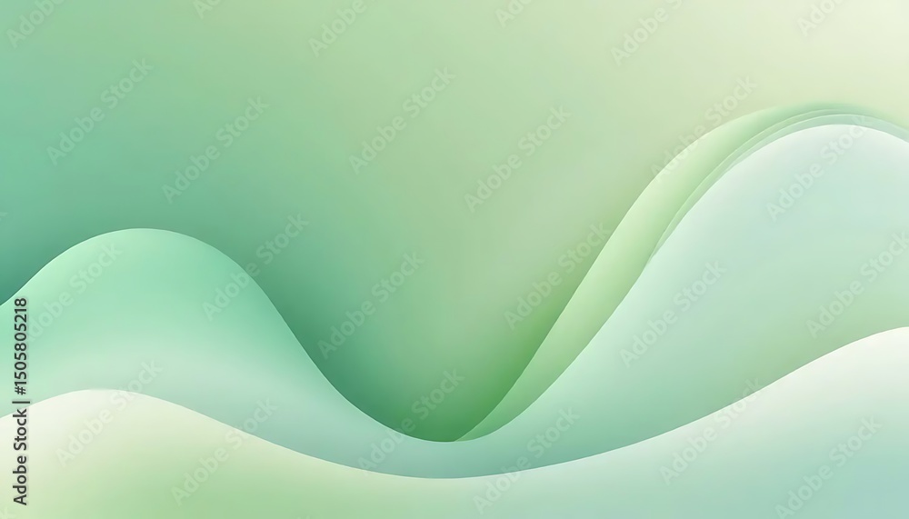 Poster soft, undulating layers in varying shades of green create a calming and abstract background effect.