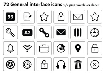 Fototapeta premium Modern UI/UX Interface Icons Grid – Essential Web & Mobile App Symbols