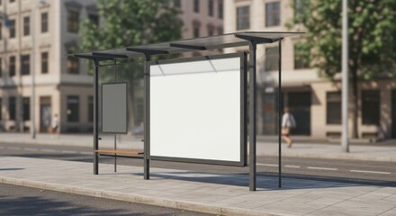 Bus Stop Billboard Mockup – Urban Poster Display for Public Advertising