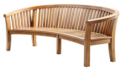 Curved wooden garden bench outdoor seating teak wood