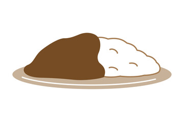 シンプルでかわいいカレーライスのイラスト