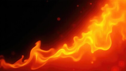 Fototapeta premium Close-up shot of vibrant orange and yellow flames dancing and flickering, intensely hot and bright against a black background Perfect for fire, heat, energy, or abstract concepts , fiery, danger