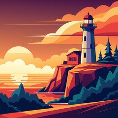 lighthouse at sunset