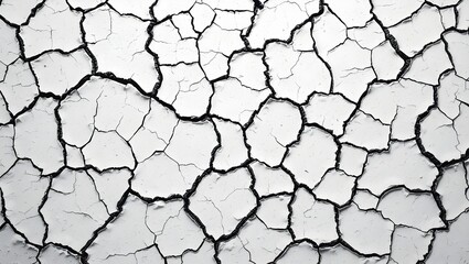 Large cracks isolated on PNG background, Cracked Dry Earth Texture, High-Contrast Black and White Abstract Background