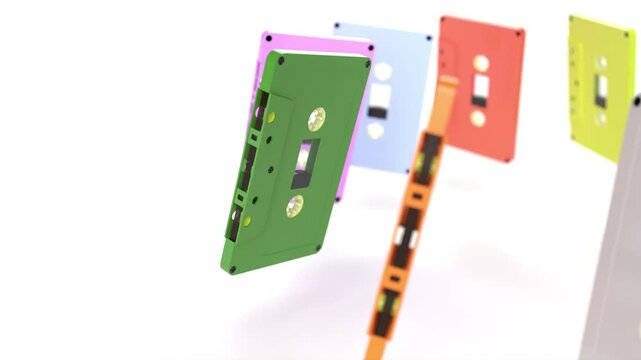 color audio cassette trend 80 old able to loop end