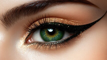 Close-up glamorous eye makeup