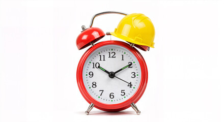 Alarm Clock with Yellow Construction Helmet on Top