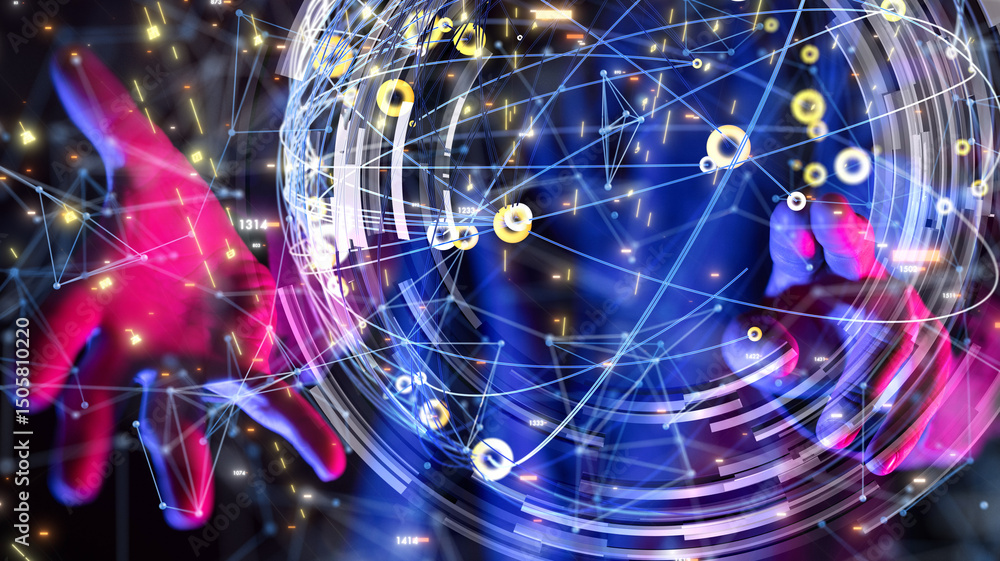 Aufkleber conference Digital Network and data concept 3d