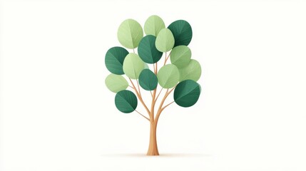 3D minimal tree icon with rounded green foliage and brown trunk, clean isolated on white