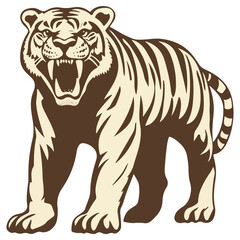 Obraz premium saber-toothed tiger, animal, vector, transparent background, tiger, mammal, wildlife, feline, isolated, nature, predator, cute, safari, symbol