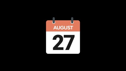 27 August in calendar animation without background