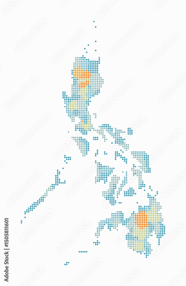 Aufkleber philippines dotted map. digital style map of the country on white background. philippines shape with