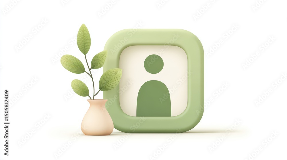 Poster clean 3d icon showing portrait and landscape layout, minimal design isolated on white background