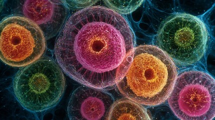 Microscopic Cellular Structures in Vibrant Colors