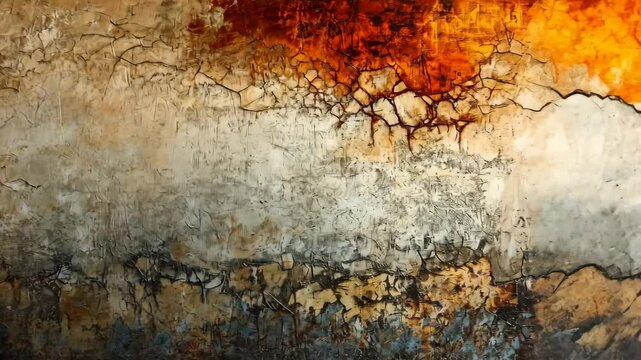 Dramatic abstract texture transformation with fiery earth tones