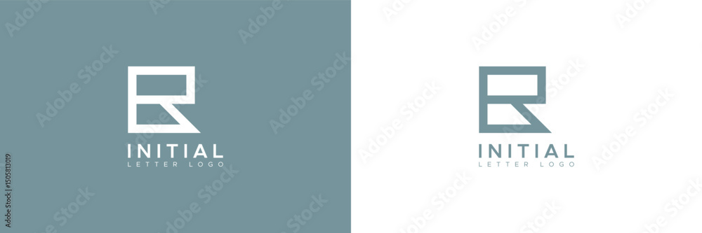 Poster initial letter r logo image. geometric r letter with line style isolated on dual background. flat ve