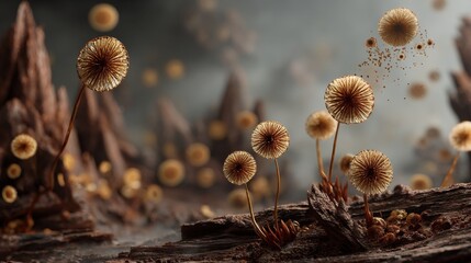 Delicate Fungi in a Mysterious Forest