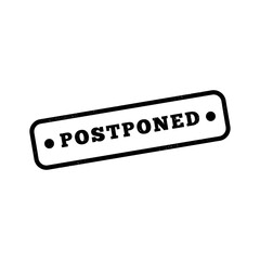 Postponed grunge rubber stamp. Postpone sign sticker. Grunge vintage square label.