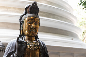 Gangaramaya Temple, Colombo, Sri Lanka. A beautiful golden statue